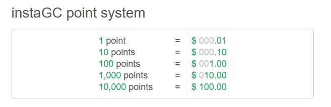 instagc point system