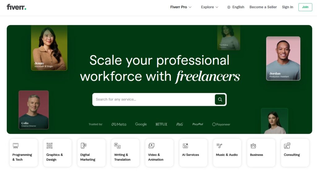 fiverr front page