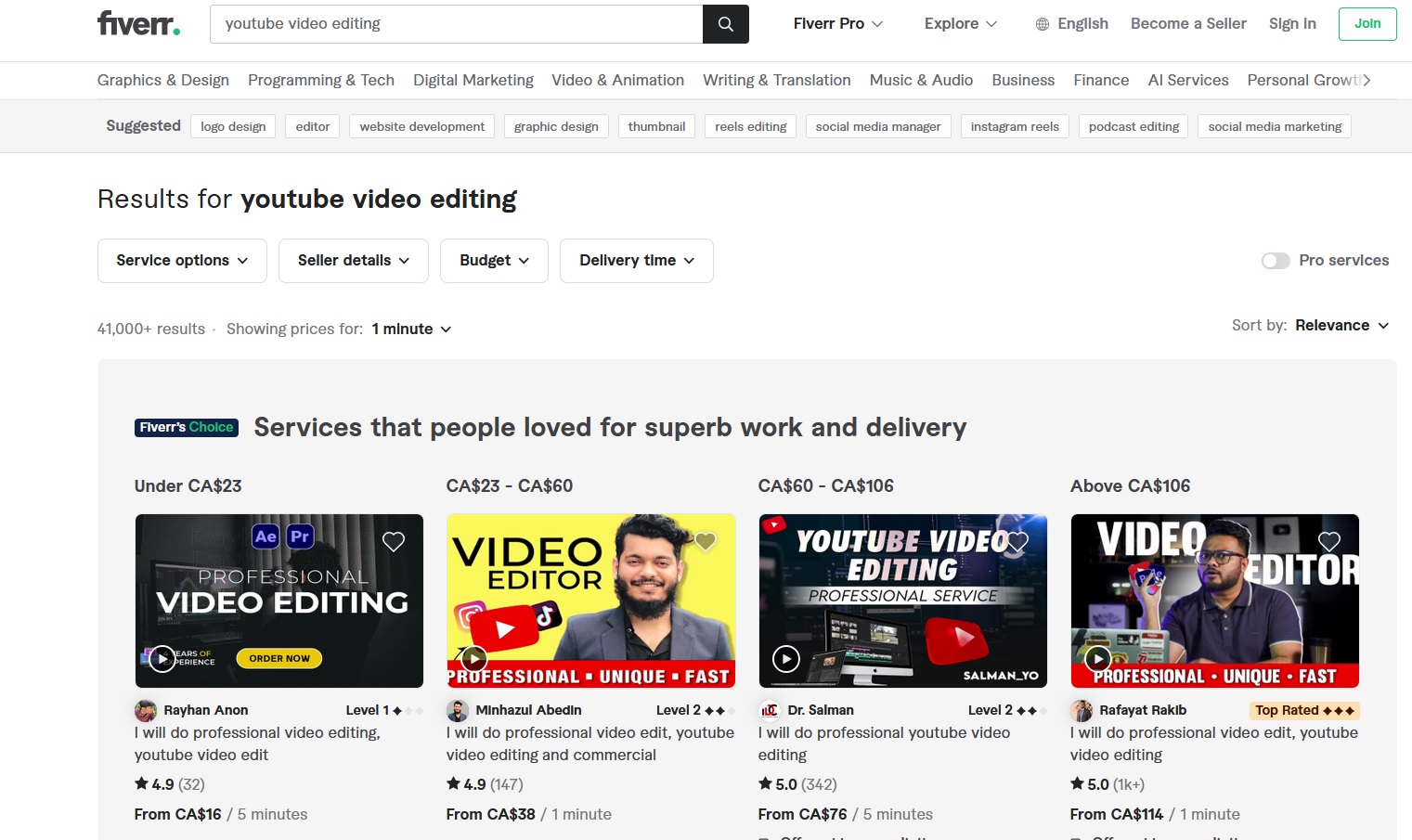 youtube video editing on fiverr