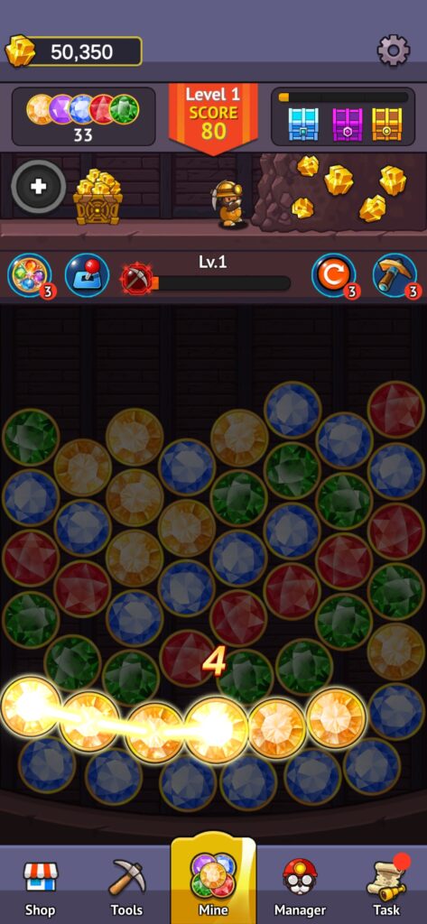 game play of gem mine pop